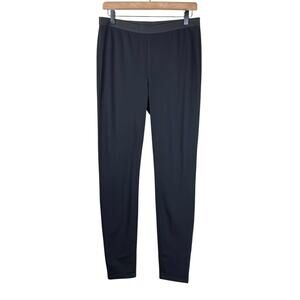 Eileen Fisher S Petite Black Thin Waistband Mid Rise Ponte Legging Stretch Pants